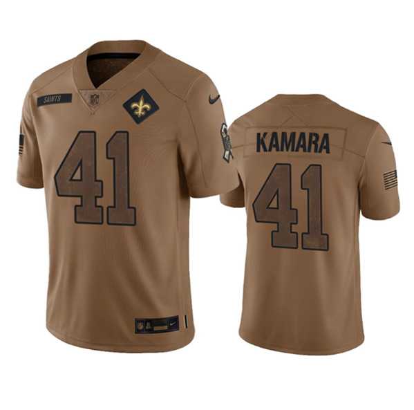 Men%27s New Orleans Saints #41 Alvin Kamara 2023 Brown Salute To Service Limited Football Stitched Jersey Dyin->new orleans saints->NFL Jersey